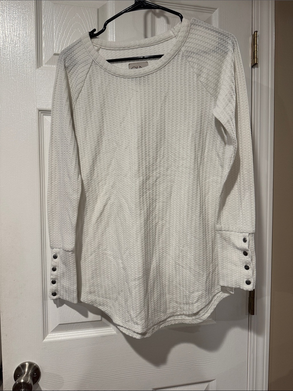 Chaser Waffle Knit Long-Sleeve Top with Button Cuffs